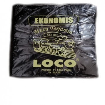 Kantong Plastik Hitam Jinjing LOCO Ekonomis uk.35 - Pack