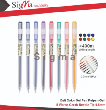 Ballpoint Gel Pen Warna 0.5mm DELI A119 Biru - PCS