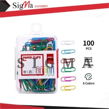 Deli Color Paper Clips 29mm E0024 - Kotak