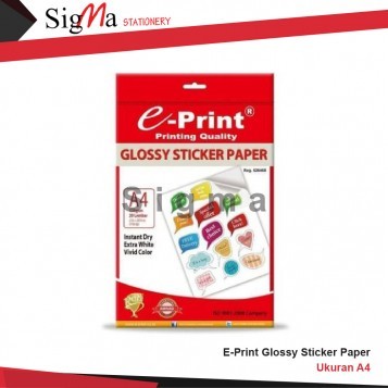 Stiker Glossy Paper A4 E-PRINT - Pack