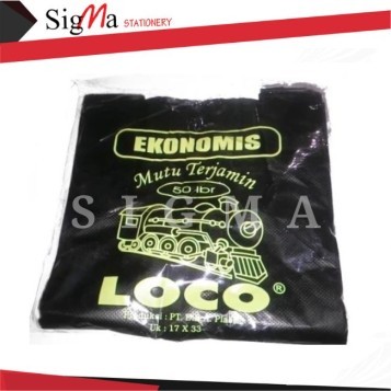 Kantong Plastik Hitam Jinjing LOCO Ekonomis uk.17 - Pack