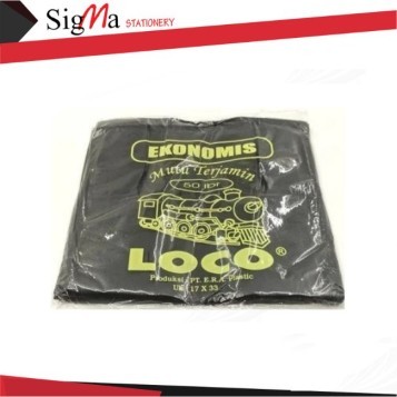 Kantong Plastik Hitam Jinjing LOCO uk. 17 - Pack