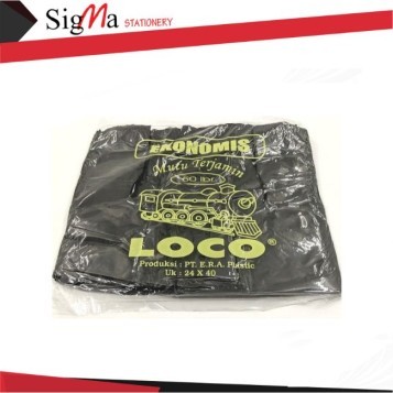 Kantong Plastik Hitam Jinjing LOCO uk. 24 - Pack