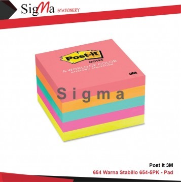 Post It 3M 654 Warna Stabillo 654-5PK - Pad