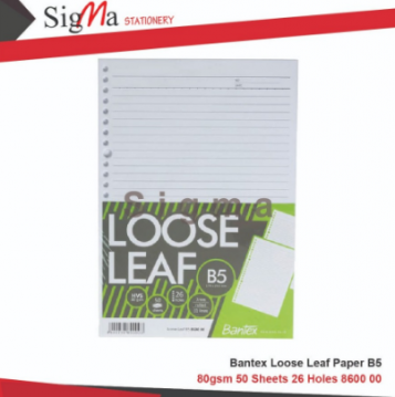 Loose Leaf B5 BANTEX #8600 50 sheet - Pak