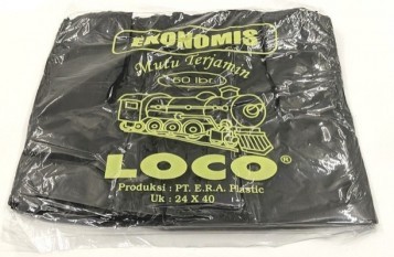 Kantong Plastik Hitam Jinjing LOCO uk. 24 - Pack