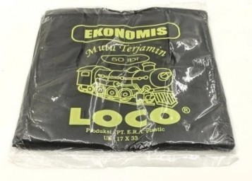 Kantong Plastik Hitam Jinjing LOCO uk. 17 - Pack