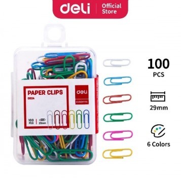 Deli Color Paper Clips 29mm E0024 - Kotak